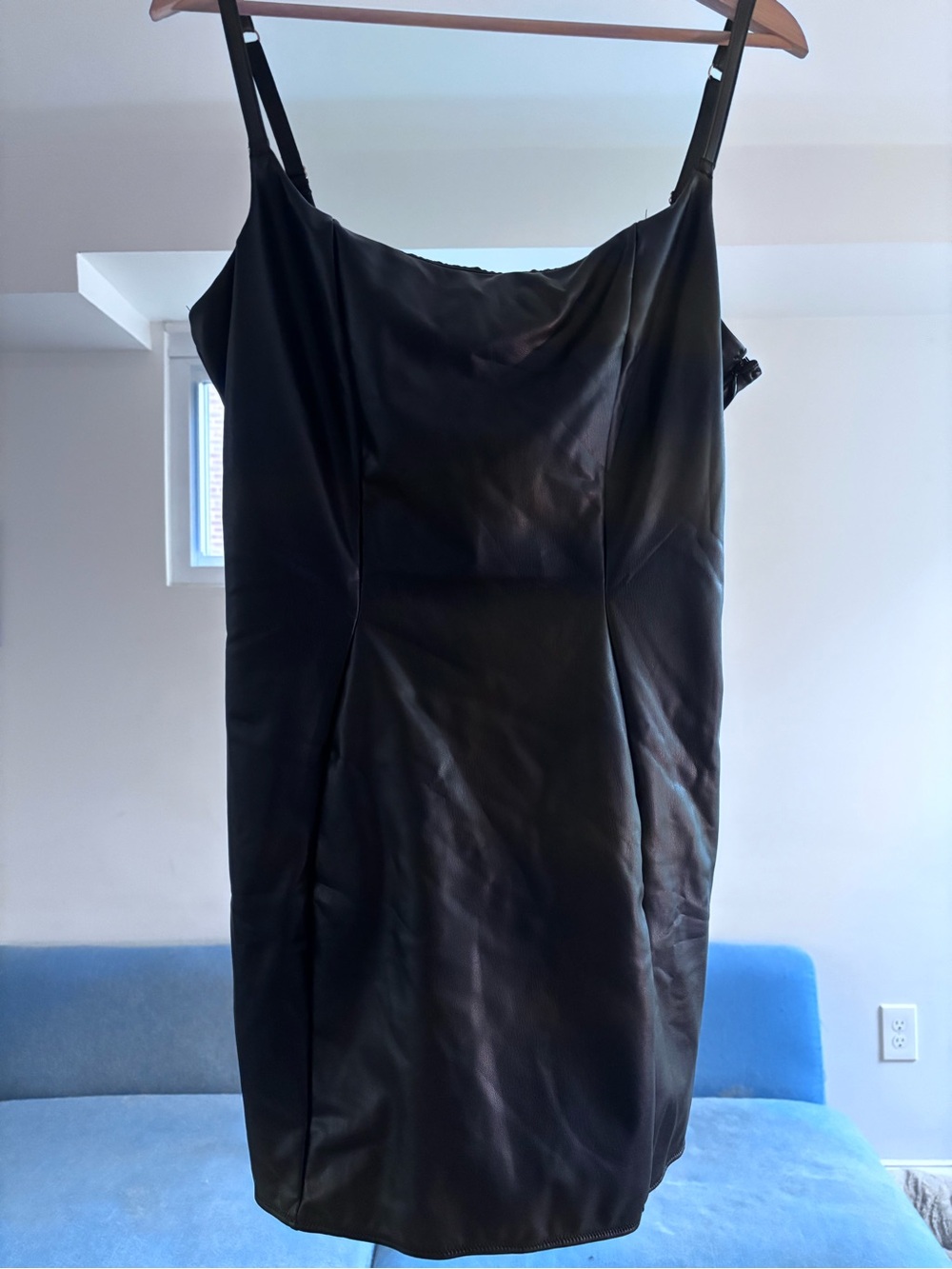Victoria's Secret Black Faux Leather Slip Dress